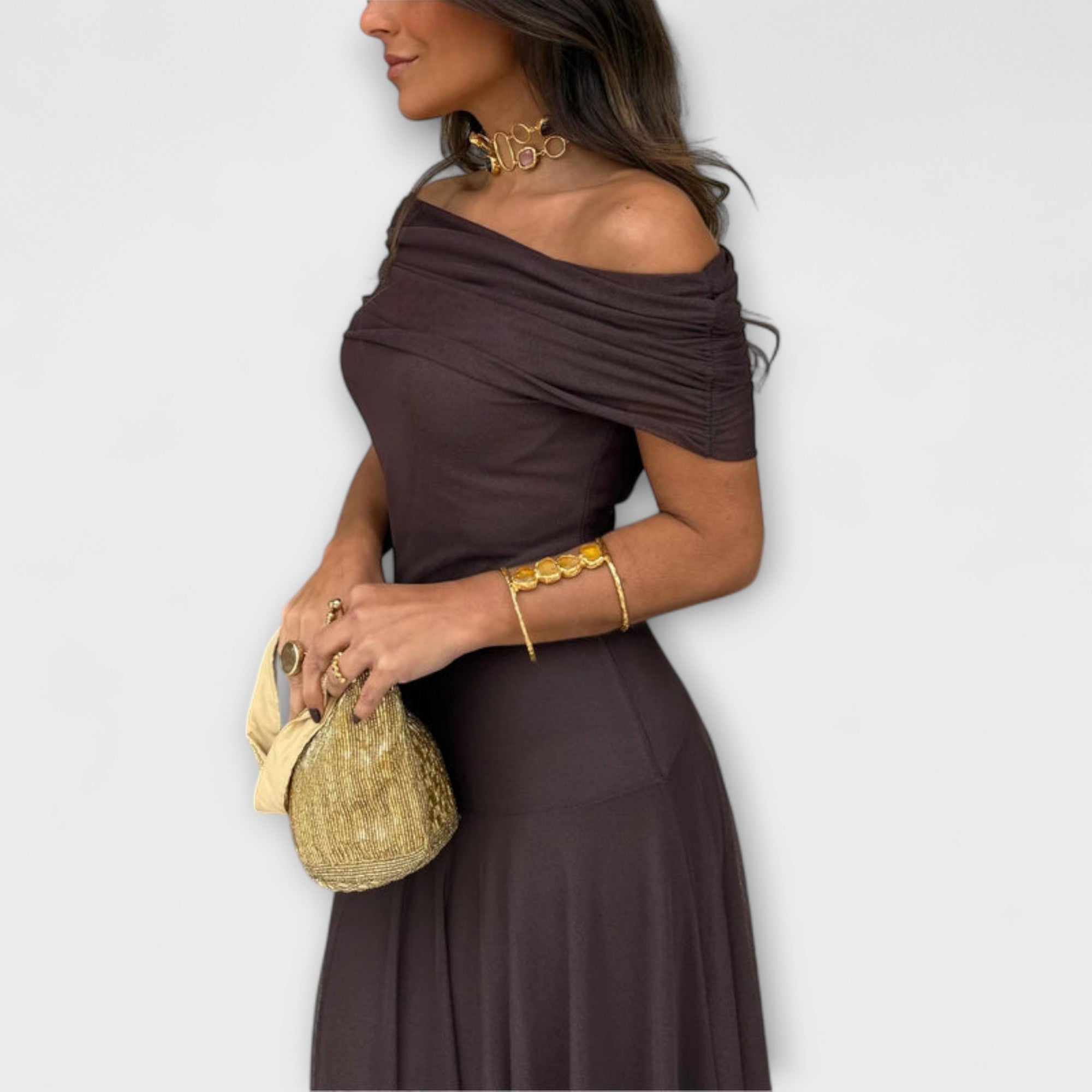 Meadow - Toledo One-Shoulder Mesh Maxi Dress