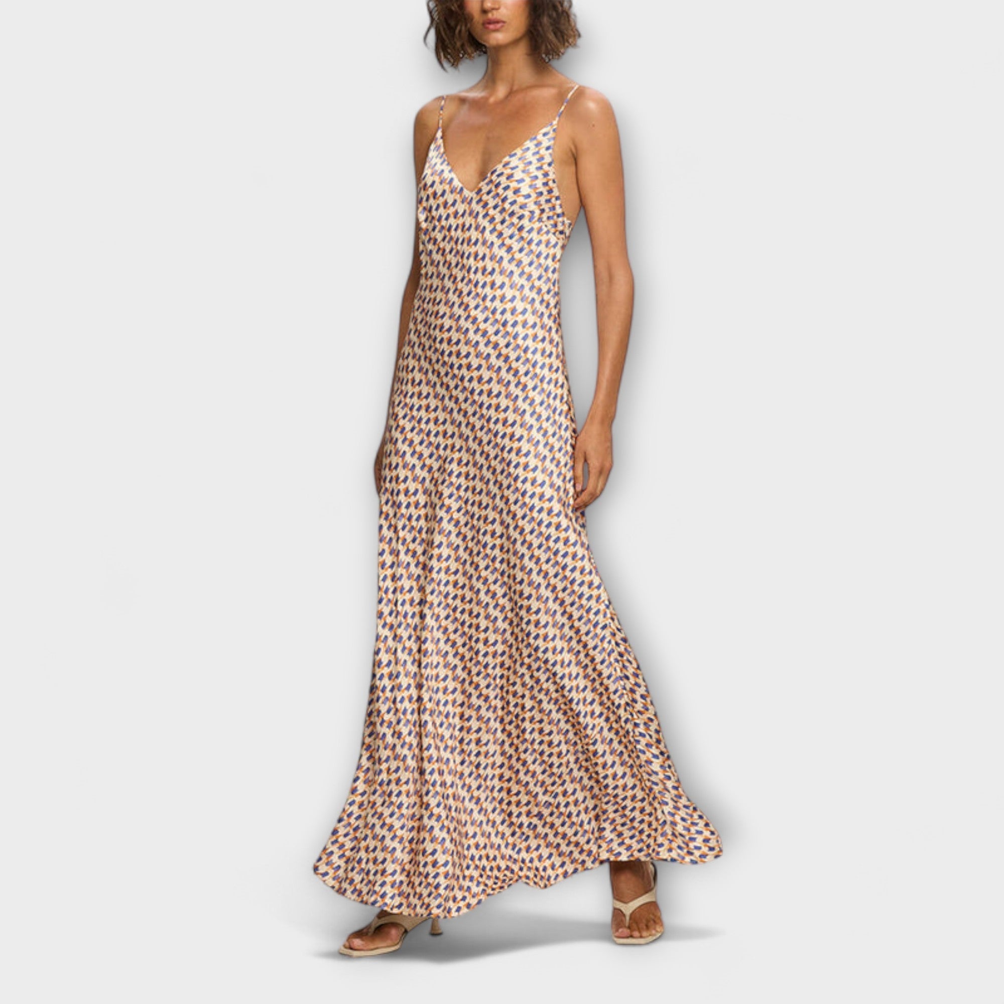 Tove - Stylish Geometric Print Maxi Dress