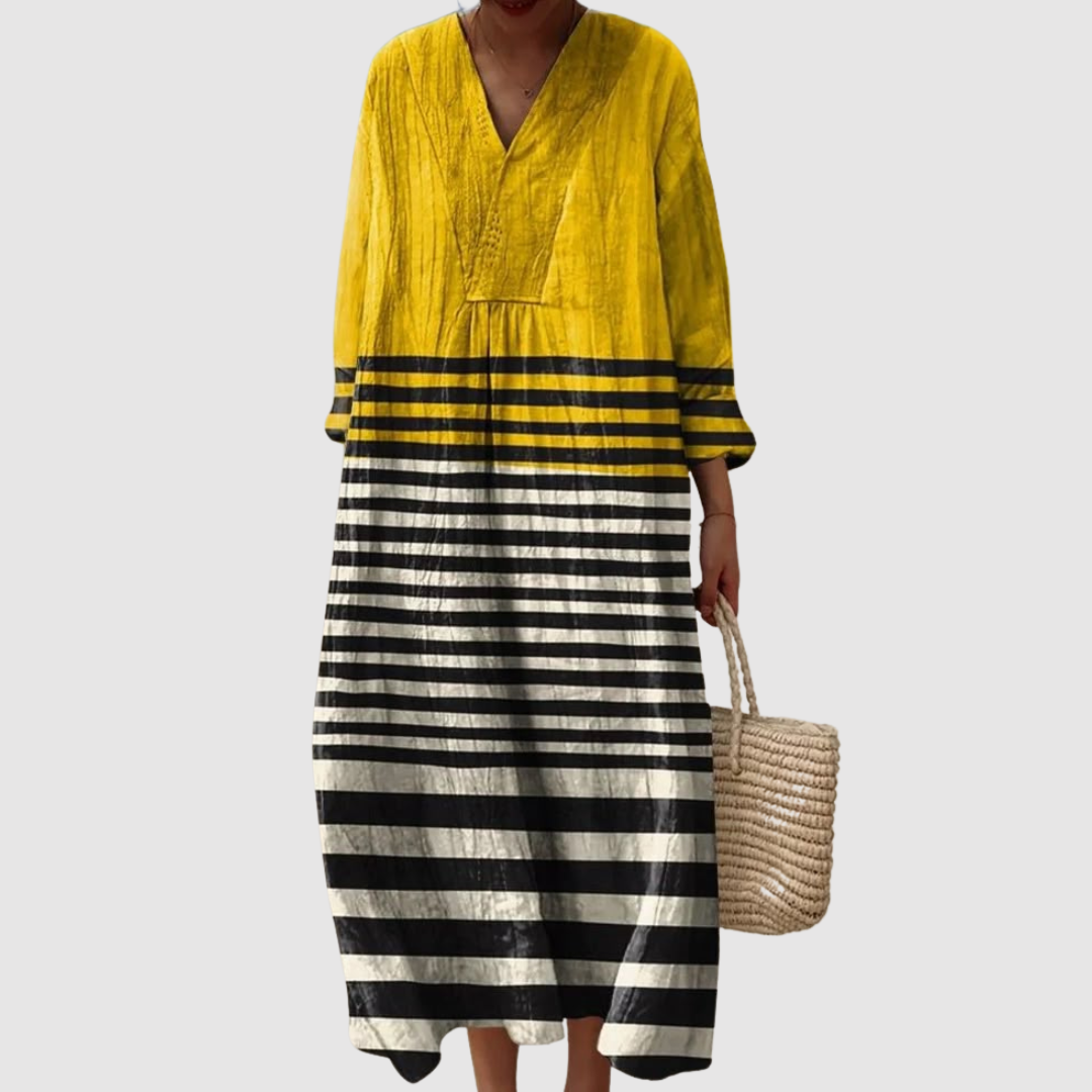 Ophelia | Sunshine Stripe Relaxed Midi Dress