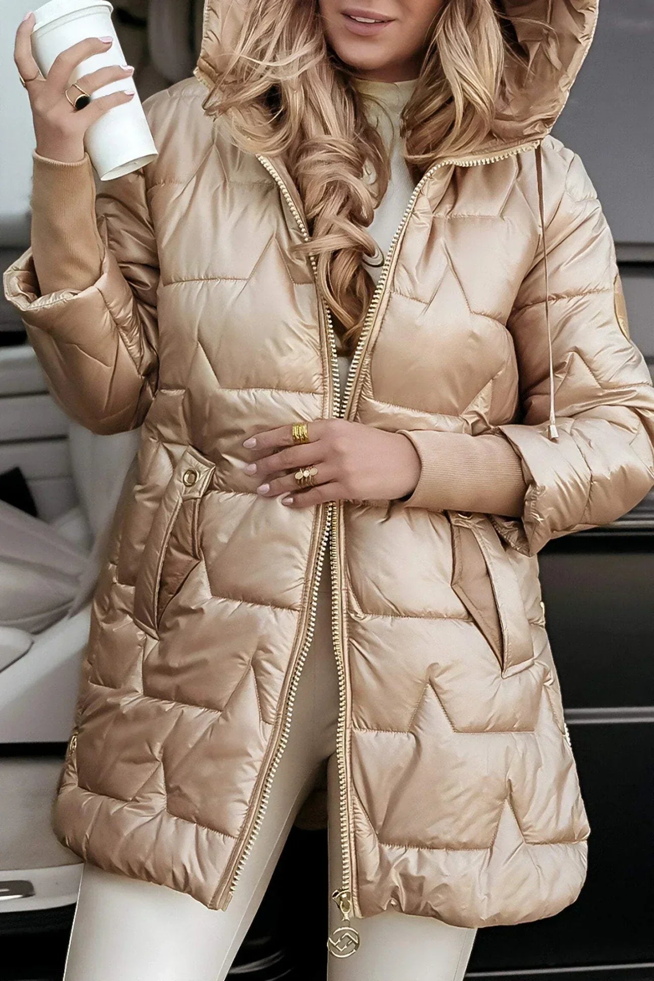 Zéphirine | Long and warm padded jacket with enveloping hood